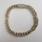 8 1/2" Cuban Crossover 8mm Bracelet in Gold Over Sterling Silver 925 Iced Out 29g