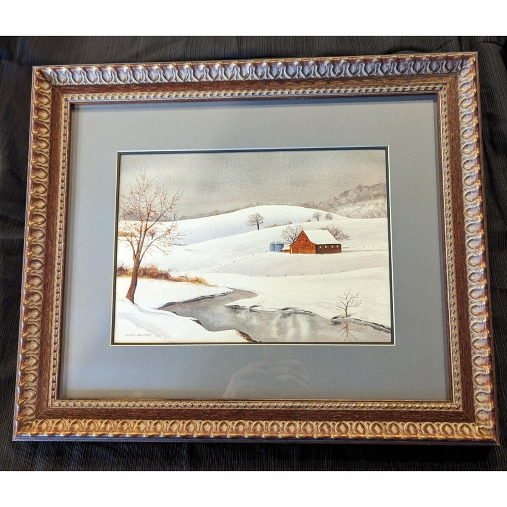 Watercolor Barn by Terry Peasley - Barn in Snow - MCM Winter Scene