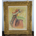 Renoir Girl With A Hat Reproduction Acryli on Canvas in Ornate Gilded Frame