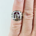 1935 Ruby Class Ring Size 5 1/2 Sterling Silver 925 Vintage Hand Monogrammed MAC