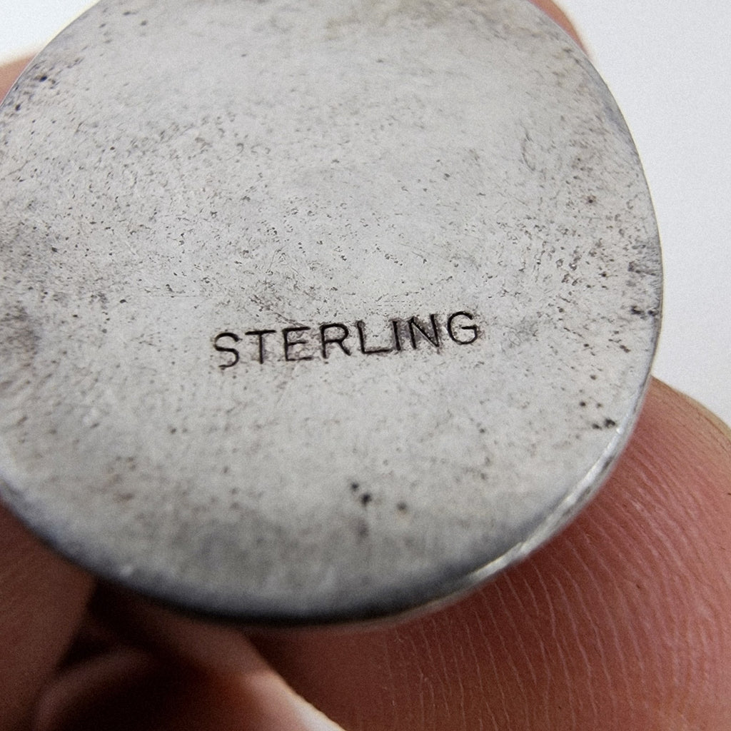 Native Turquoise Stamped Pendant Sterling Silver 925 Vintage