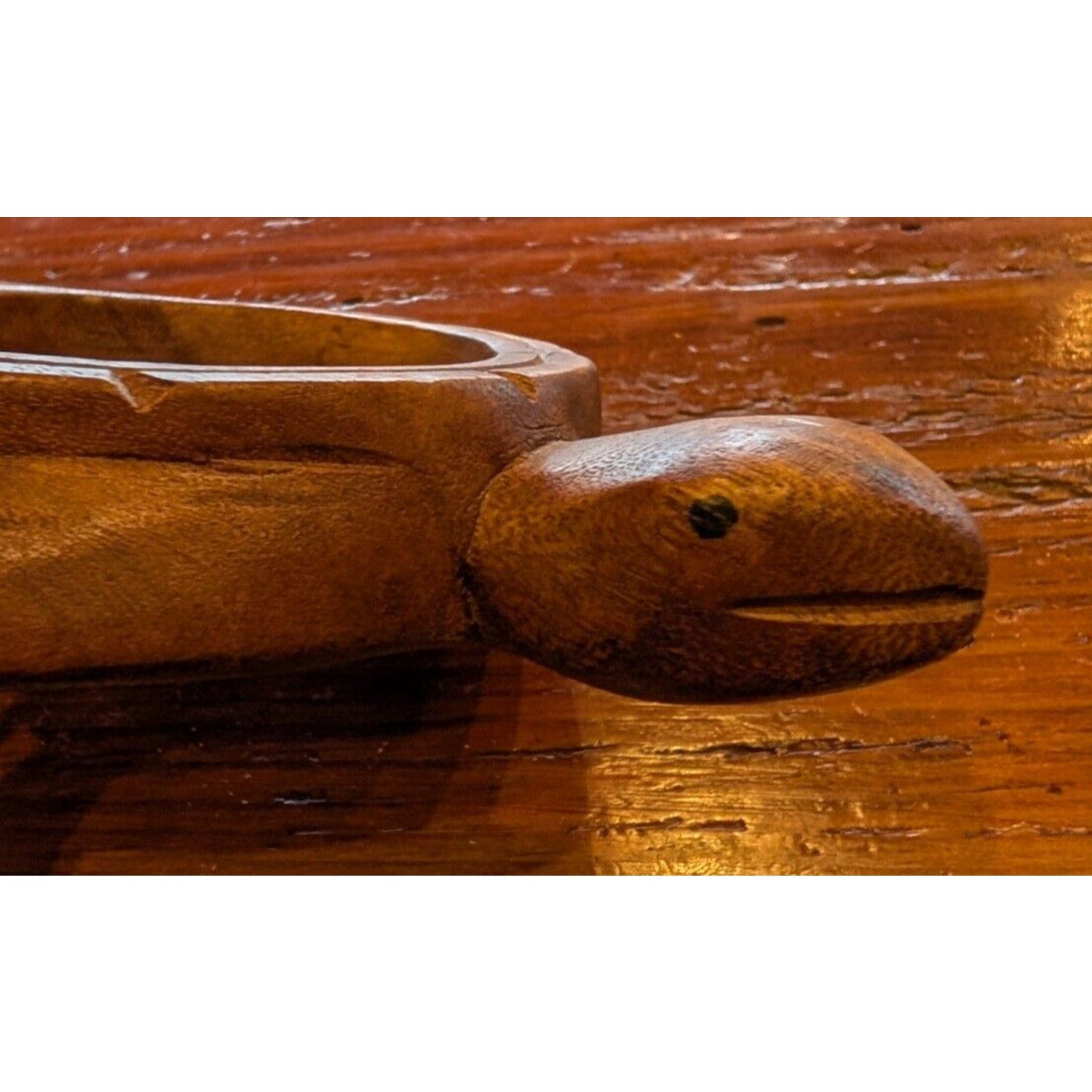 Hand Carved Turtle Wood Trinket Dish Tray Vintage Candy Dish