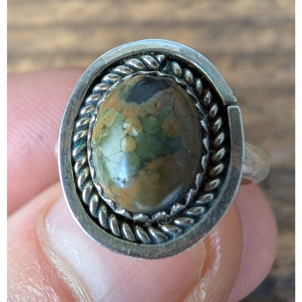 Rainforest Rhyolite Sterling Silver 925 Ring Size 6 1/2 by Joel Gray Native