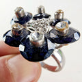 Vintage Soviet Cluster Cocktail Ring Size 7 Sterling Silver 925 Vintage