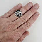 Black Hills Gold Signet Ring Size 9 in Sterling Silver 925 with Grape Leaves