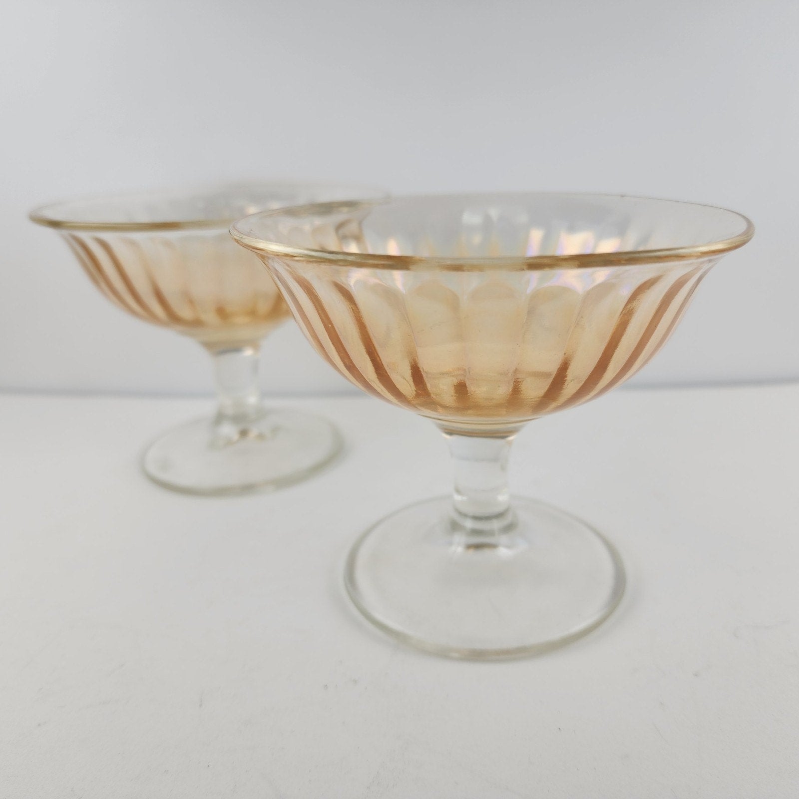 Imperial Glass Marigold Carnival Depression Glass Sherbet Ice Cream Cups Pair