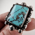 Sterling Silver 925 Turquoise Statement Ring Size 8 1/2 Vintage 17g