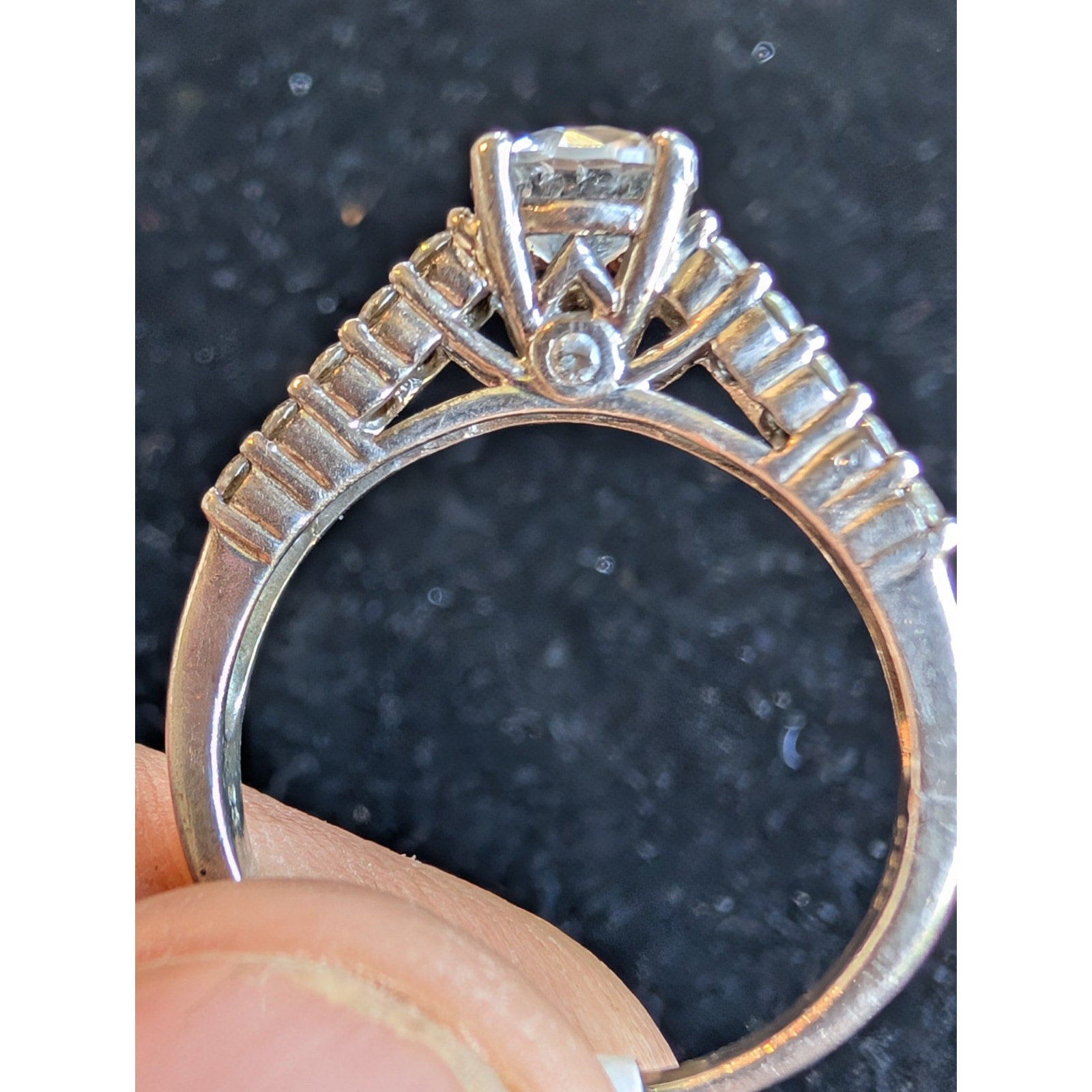 Vintage Double Row CZ Sterling Silver 925 Ring - Size 8 3/4