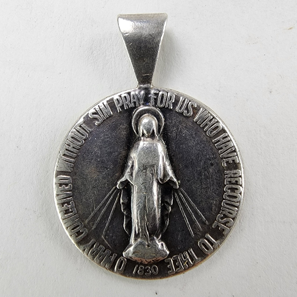 Catholic Sterling Silver 925 Miraculous Medal Vintage 1830 Jesus