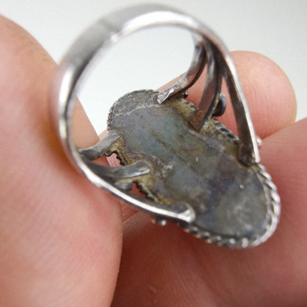 Old Pawn Plume Agate Ring Size 5 Sterling Silver 925 Vintage Native
