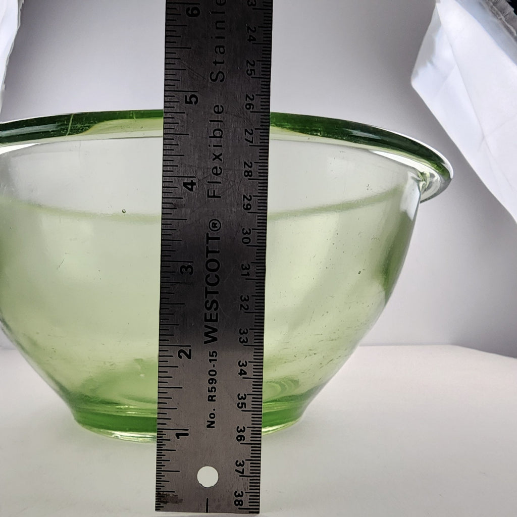 11" UV Glow Uranium Glass Mixing Bowl by H.C. Fry Glass Co Depression