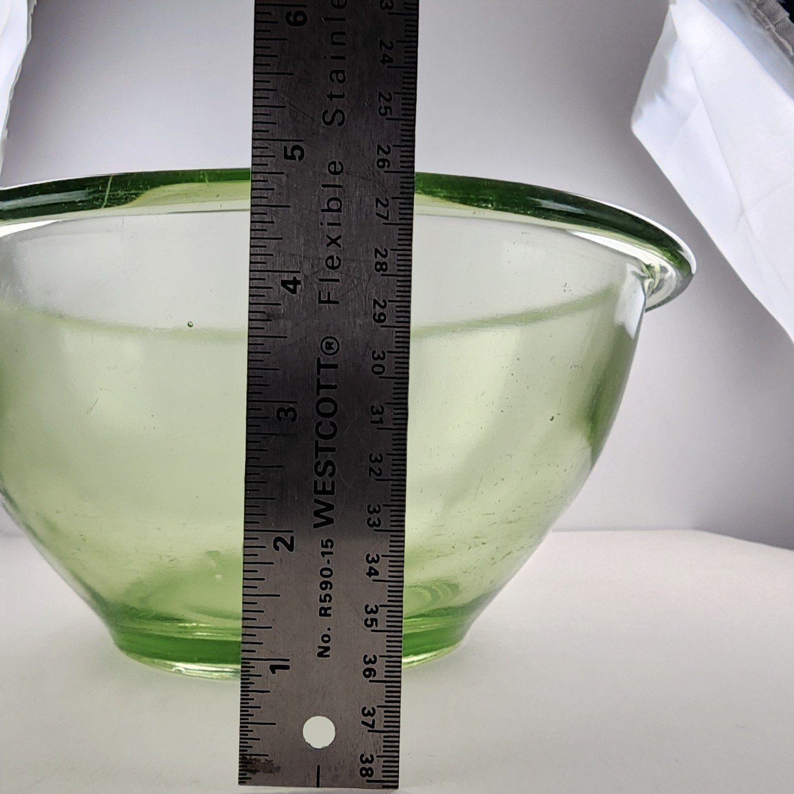 11" UV Glow Uranium Glass Mixing Bowl by H.C. Fry Glass Co Depression