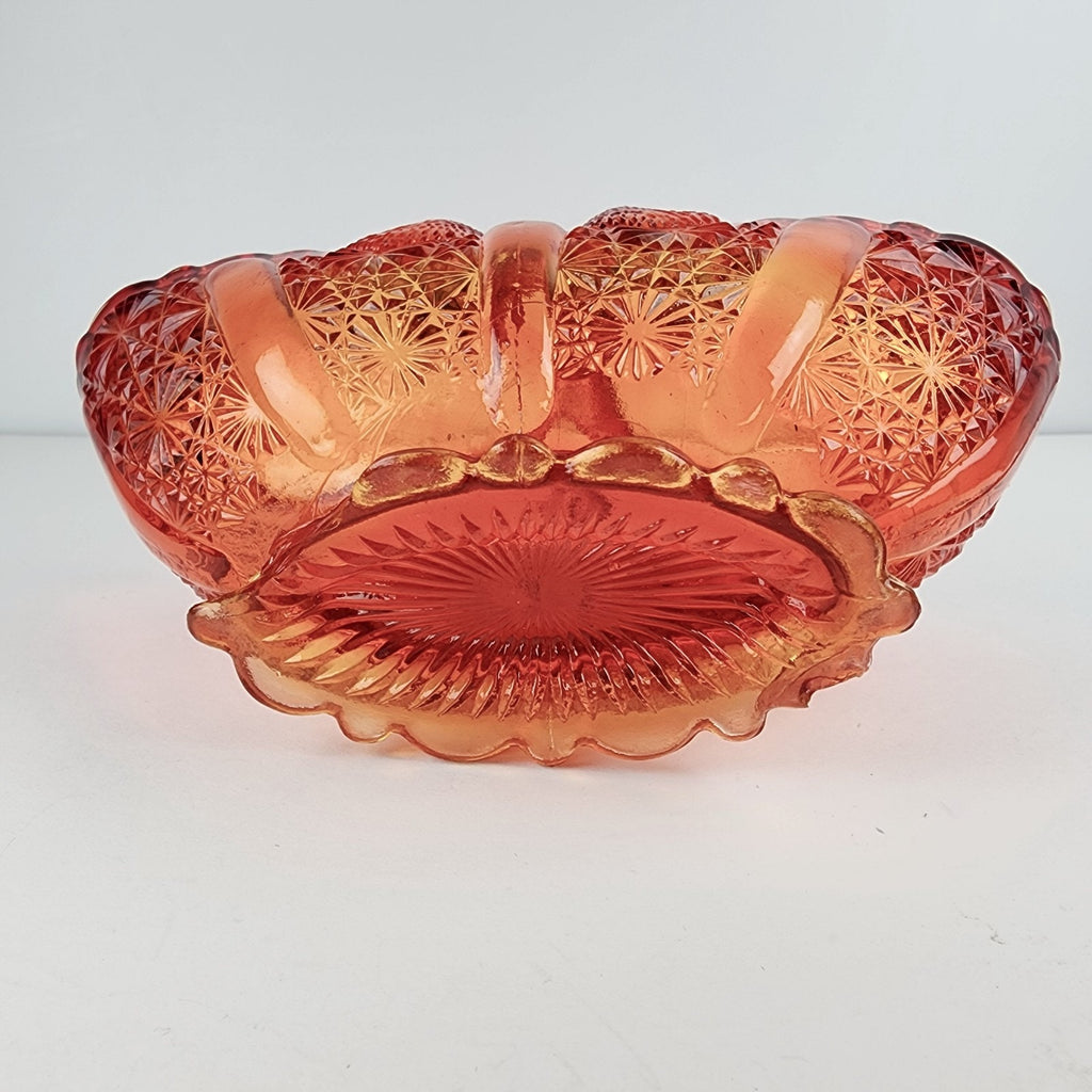 Fenton Amberina Daisy & Button Depression Glass Mini Basket