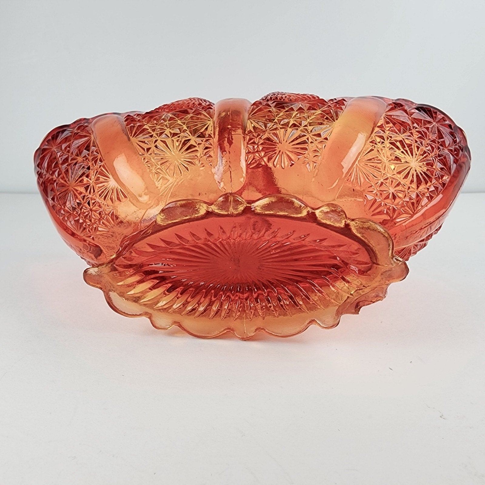 Fenton Amberina Daisy & Button Depression Glass Mini Basket