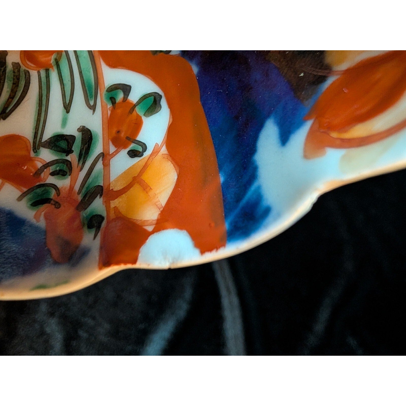 Antique JAPANESE Porcelain 7" Bowl Cobalt Blue & Red Imari
