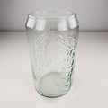 Coca Cola Can Shaped Classic Light Green Embossed Glass Tumbler 4 3/4" Tall