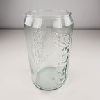 Coca Cola Can Shaped Classic Light Green Embossed Glass Tumbler 4 3/4" Tall