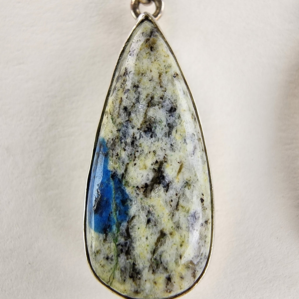 K2 Jasper Dangle Drop Earrings Sterling Silver 925 Vintage Azurite in Quartz