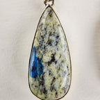 K2 Jasper Dangle Drop Earrings Sterling Silver 925 Vintage Azurite in Quartz