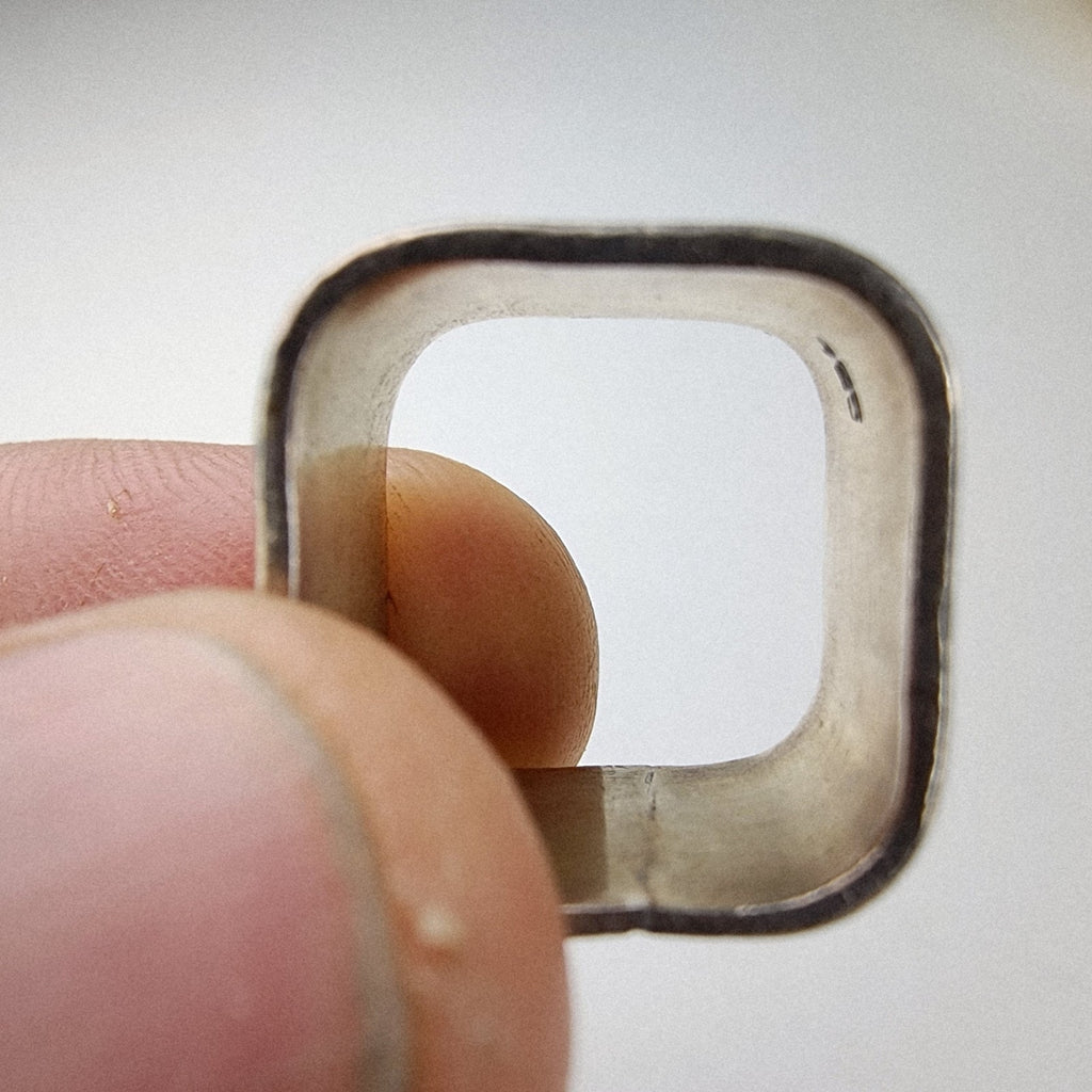 Modernist Square Band Ring Size 6 1/2 Sterling Silver 925 Vintage
