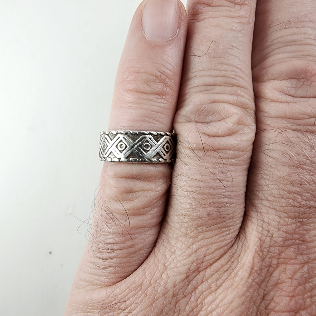 Vintage Patterned Band Ring Size 6 1/2 in Sterling Silver 925 Mexico