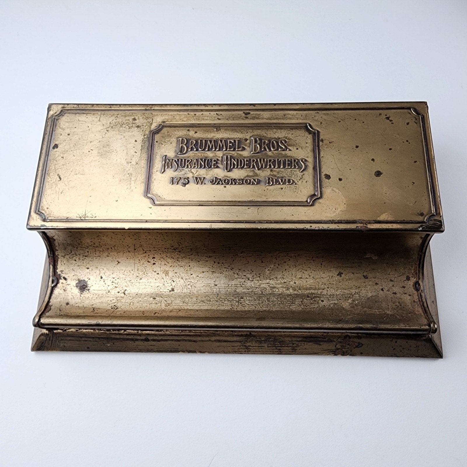 Antique Brass Stamp Box Desk Organizer Brass Box Brummel Bros Chicago