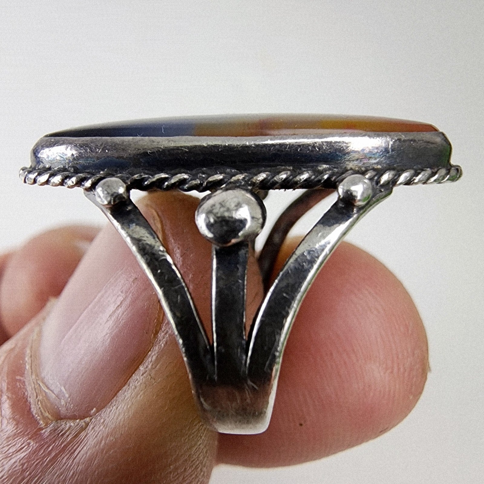 Old Pawn Plume Agate Ring Size 5 Sterling Silver 925 Vintage Native