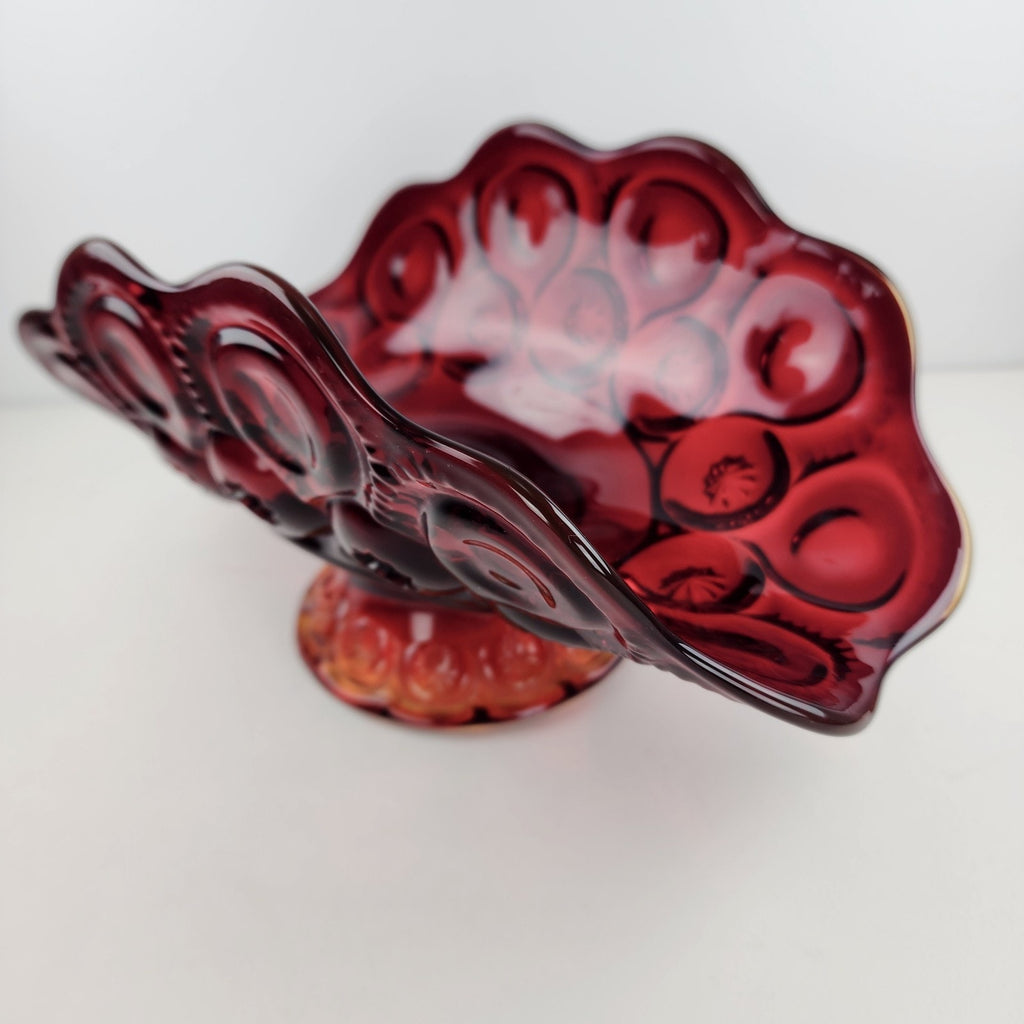 Ruby Amberina Moon and Stars Banana Boat Fruit Bowl by L.E. Smith Vintage