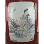 Chinese Porcelain Shard Red Lacquer Box Paper Mache
