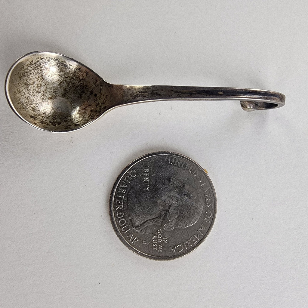 Georg Jensen Style Hand Hammered Salt Cellar with Spoon Sterling Silver 925