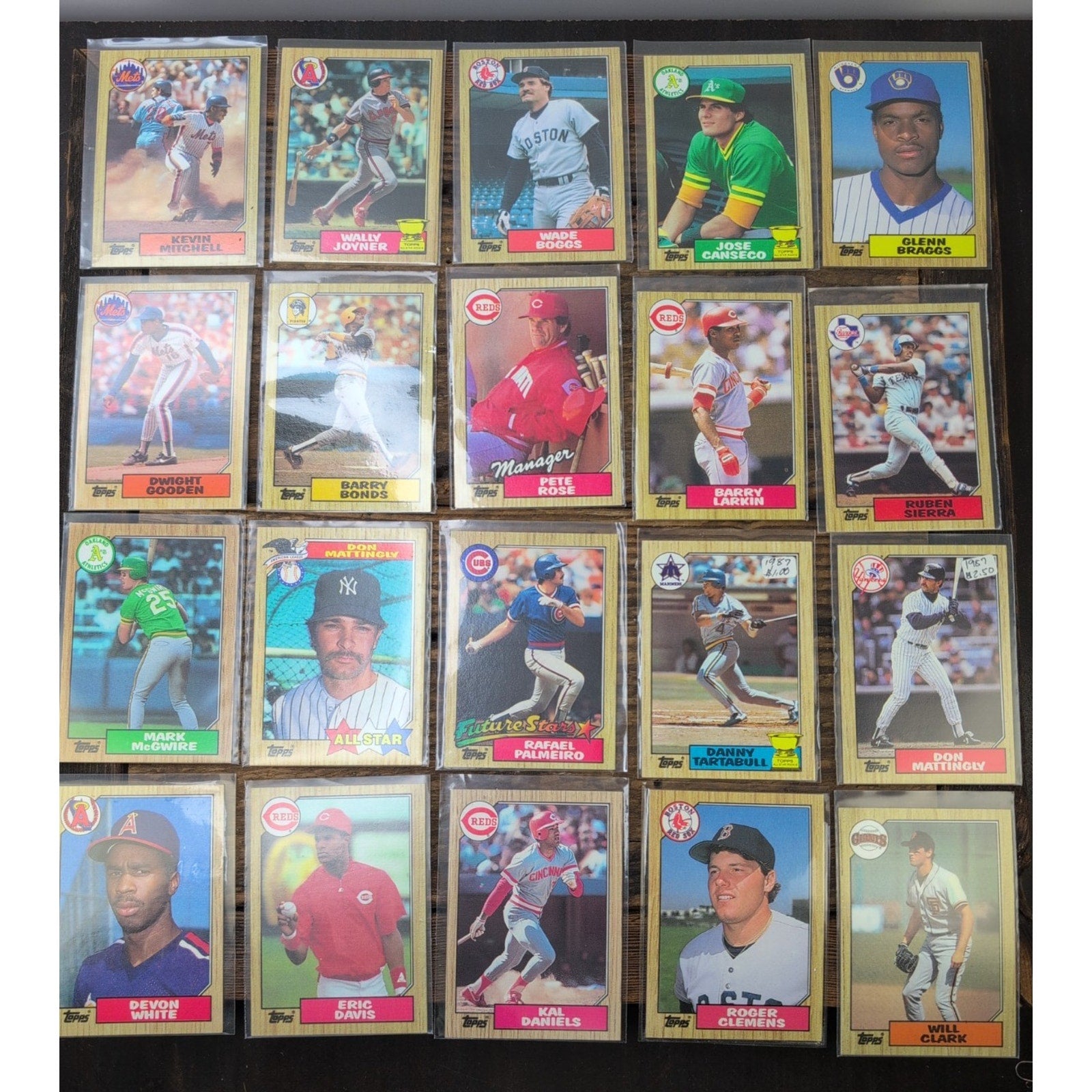 1987 Topps Baseball Woodgrain Border All Stars 20 Card Set NM to M