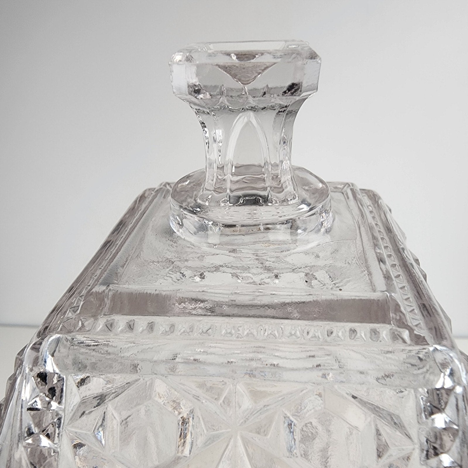 Purple Depression Pressed Glass Lidded Cookie Jar 8 1/2" Tall Vintage