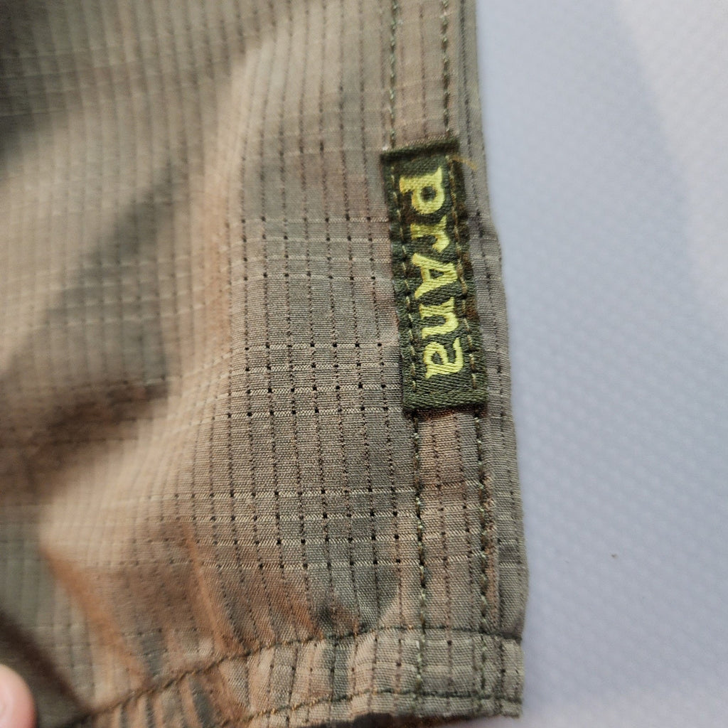 Prana Olive Cayman Large Short Sleeve Button Down Shirt Outdoor Active Wear
