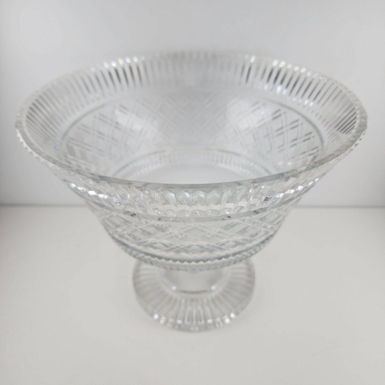 Waterford Crystal Georgian Strawberry Footed Punch Bowl 10" Vintage