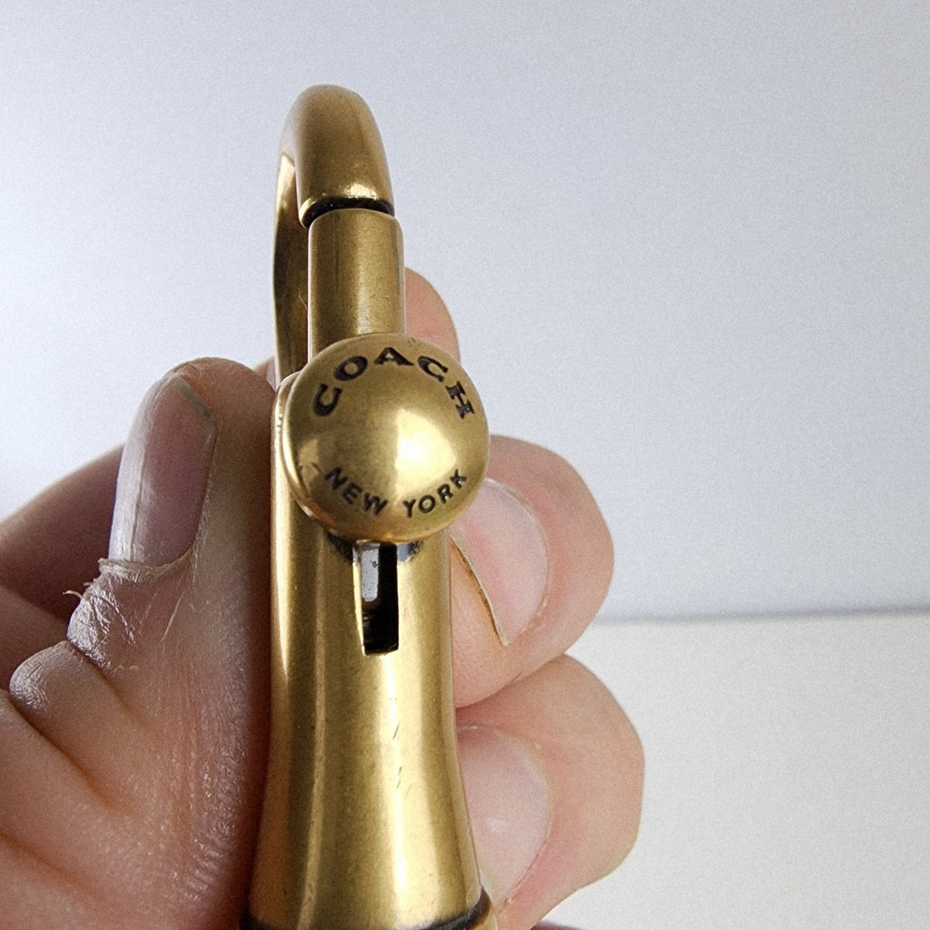 Coach Logo Brand Brass Spring Hook Keychain Fob