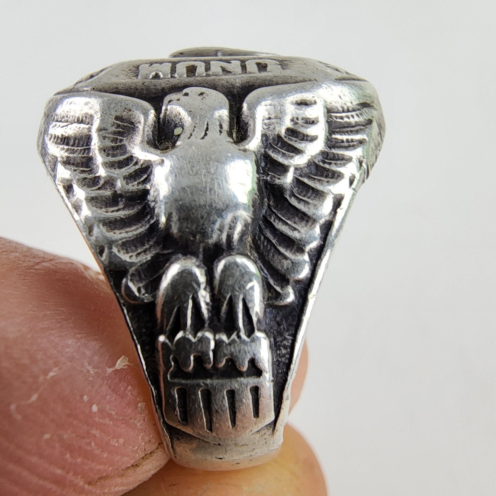 US Navy Eagle & Anchor Mens Ring Size 10 1/2 Sterling Silver 925 Vintage