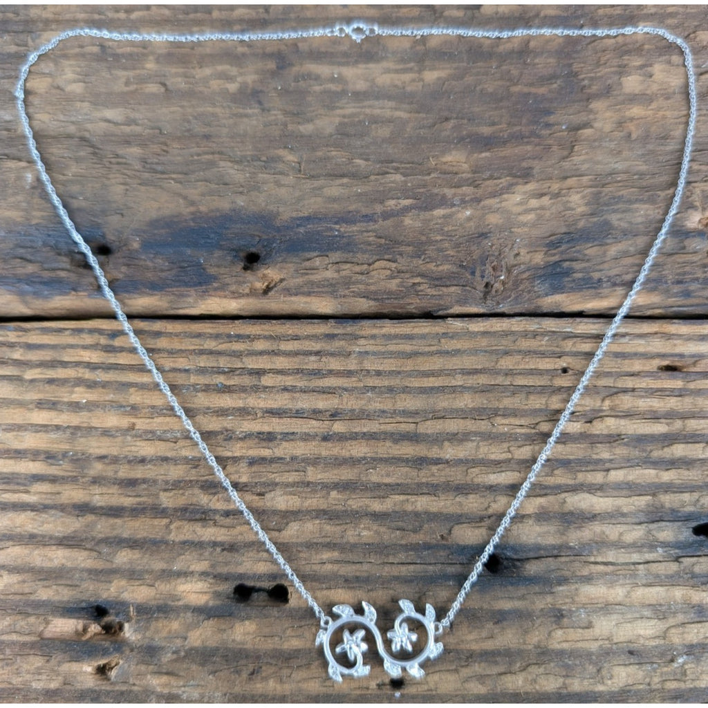 14K White Gold Diamond Accent Floral Vine 16" Necklace by Victoria Cunningham