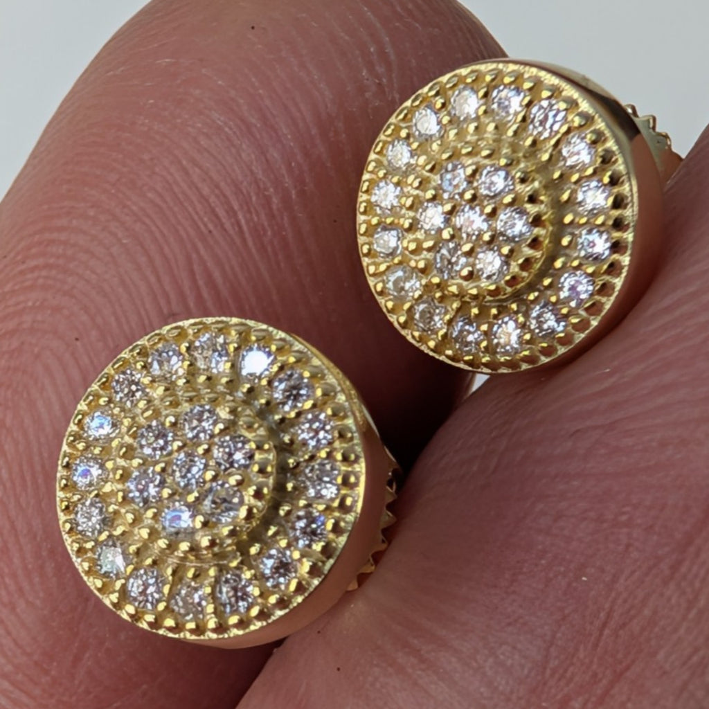 Moissanite 18K Yellow Gold Over Sterling Silver 925 Earrings Screwback
