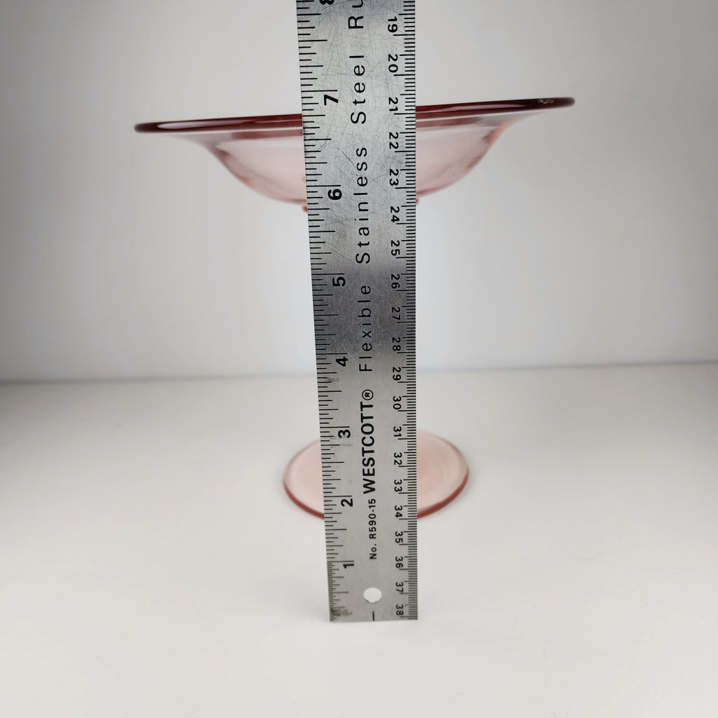 7" Pink Depression Glass Compote Vintage Stemware Candy Dish