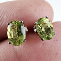 Oval Peridot Birthstone Sterling Silver 925 Stud Earrings Vintage Gemstone