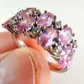 Pink & Clear Pave Cocktail Ring Size 7 in Sterling Silver 925 Vintage