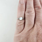 White Cats Eye Cabochon Vintage Ring Size 6 3/4 in Sterling Silver 925