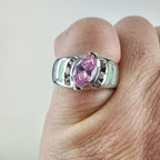 Opal Inlay Amethyst Ring Size 8 1/2 Sterling Silver 925 Vintage