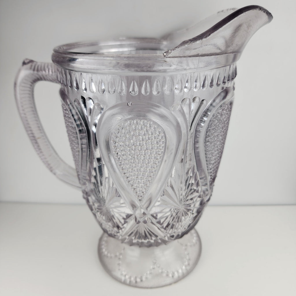 Dotted Loop Pattern Purple Depression Glass Pitcher Vintage