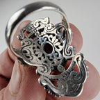 Designer Sarda Caribbean Quartz Ring Size 6 in Sterling Silver 925 Bali