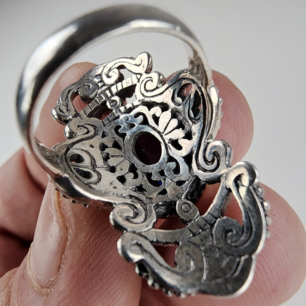 Designer Sarda Caribbean Quartz Ring Size 6 in Sterling Silver 925 Bali