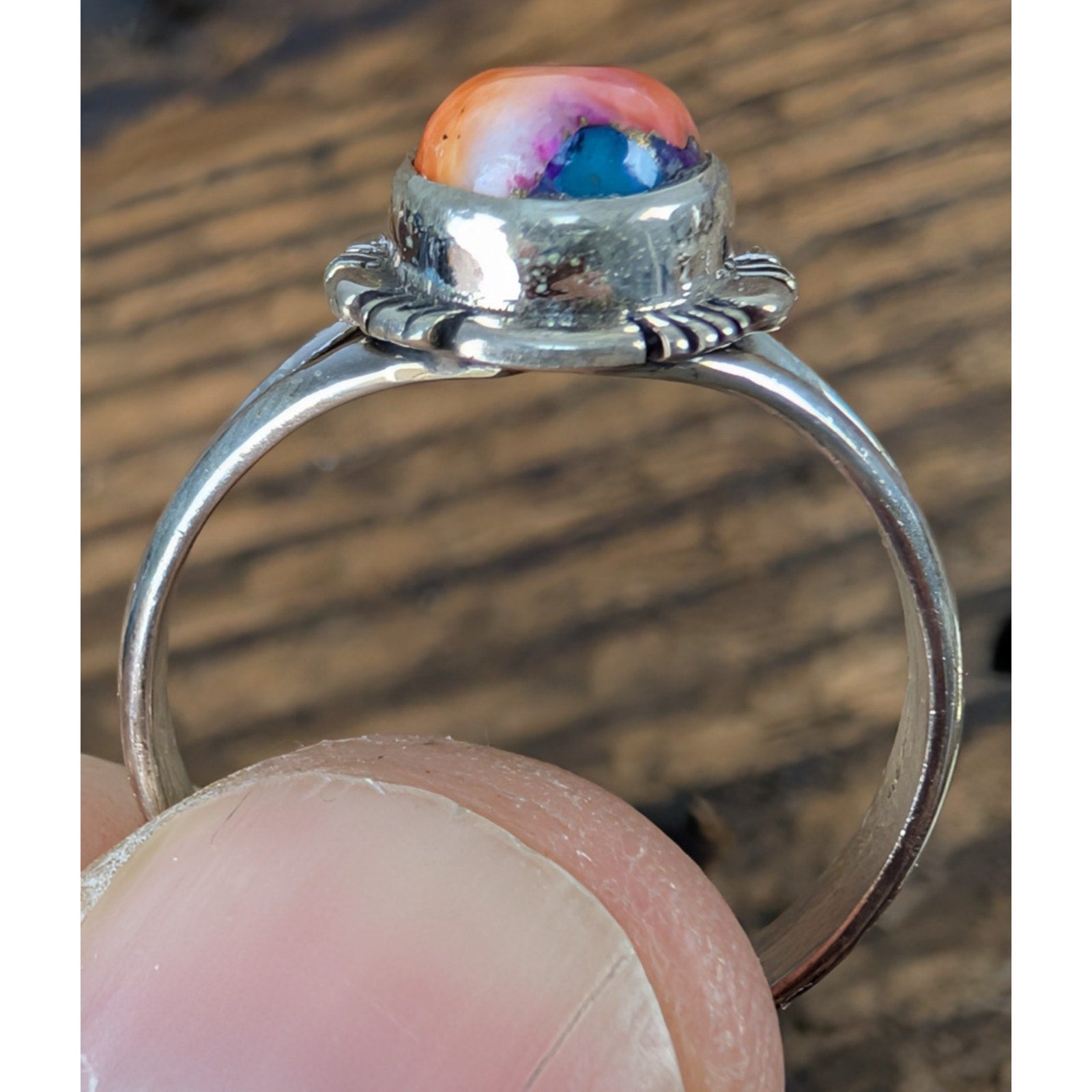 Southwestern Pink Dahlia Sterling Silver 925 Ring Size 10 New