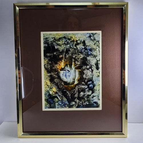 1974 Yvon D'Anjou Decalcomania Tempera Original Painting Surrealist Art MCM