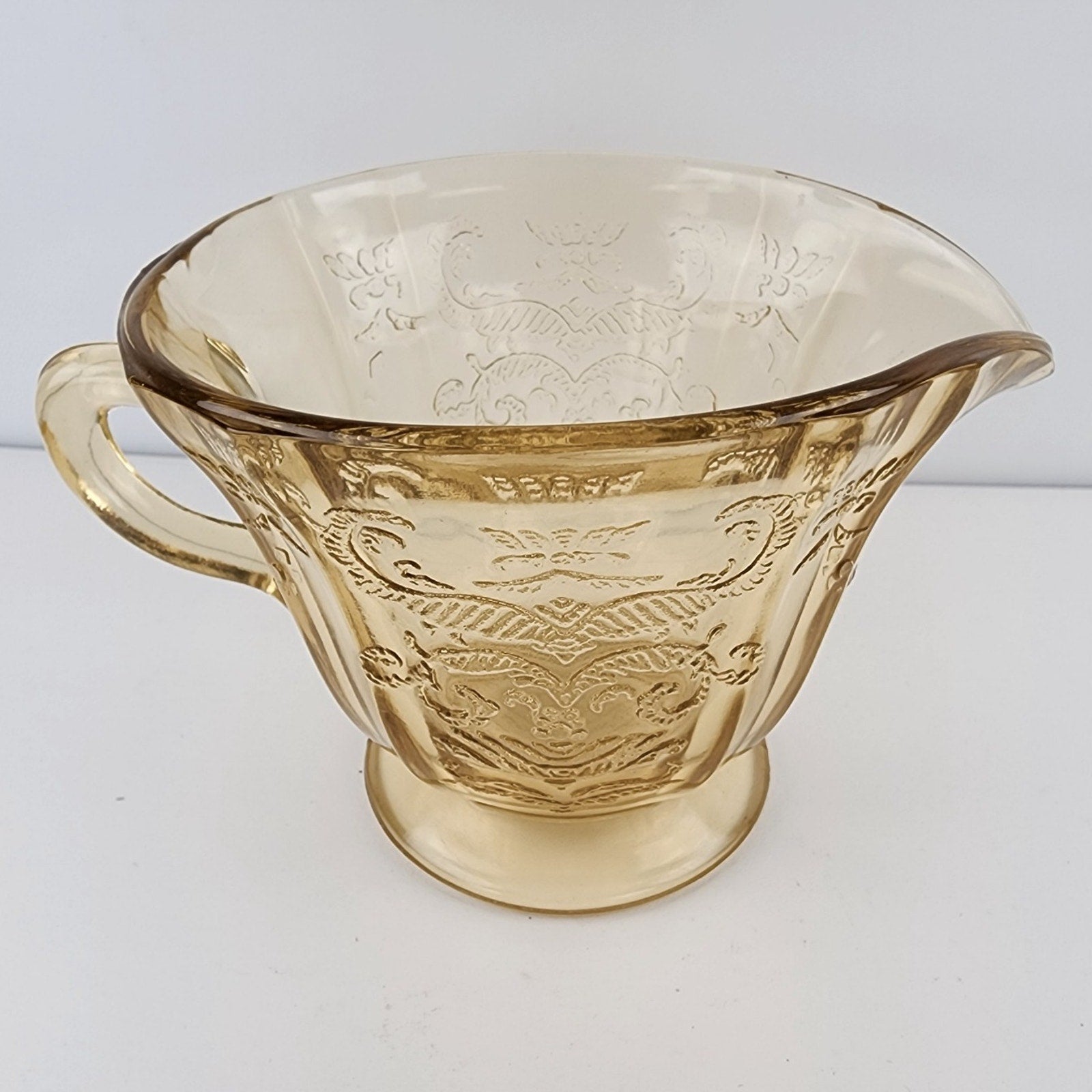 Federal Glass Amber Depression Glass Madrid Creamer Vintage