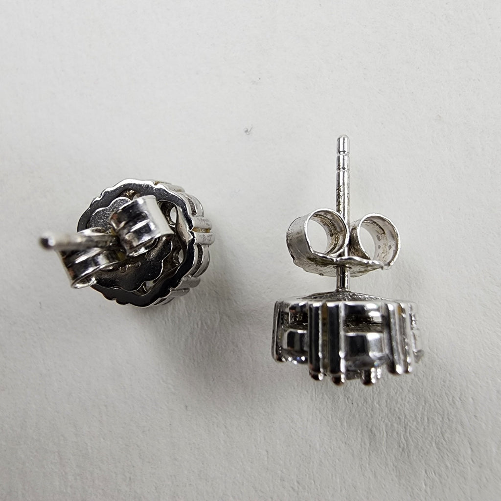 Gemstone Cluster Sterling Silver 925 Stud Earrings Vintage